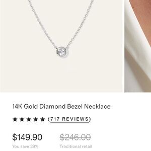 16 Inch White Gold Bezel Diamond Necklace